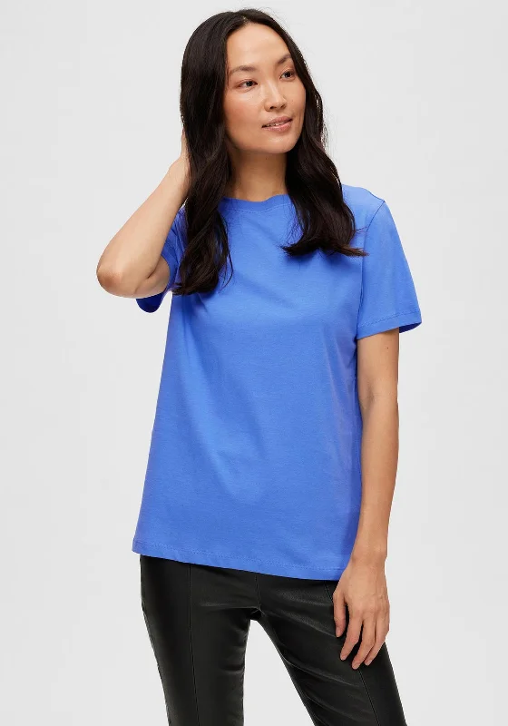 Selected Femme Essential T-Shirt, Ultramarine-- Embroidered Appliqued Beaded