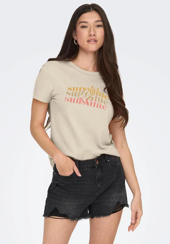 JDY Michigan Graphic T-Shirt, Sandshell-- Lace Blend Ribbed Blend Corduroy Blend