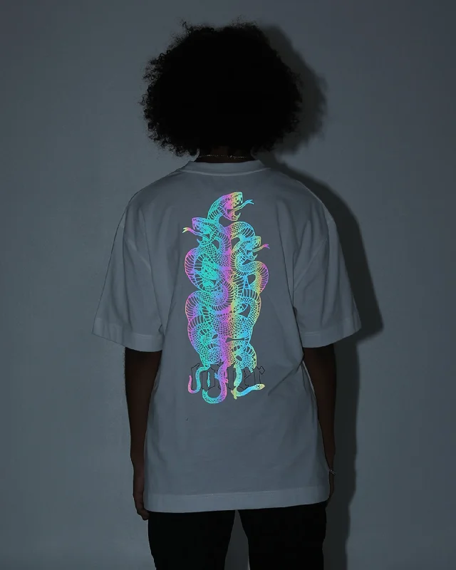 Loiter Reflective Venom T-Shirt Off White-- Collared Crew Neck Turtle Neck