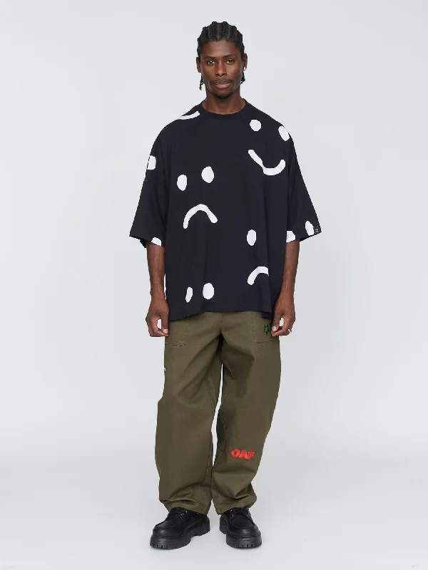 Happy Sad Oversized T-Shirt-- Real Fur Shearling Chenille