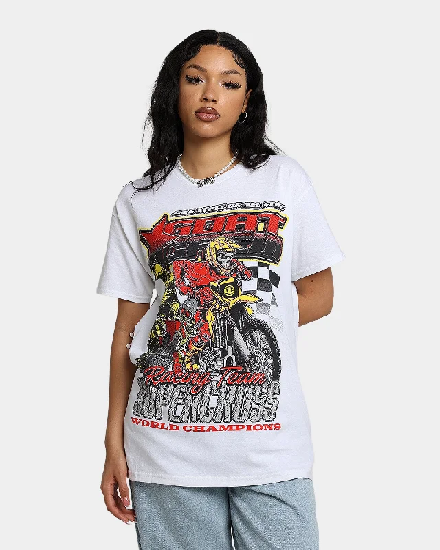 Goat Crew Supercross Racing Team T-Shirt White-- Cashmere Blend Cotton Blend Poly Blend Goat Crew Supercross Racing Team T-Shirt White-- Cashmere Blend Cotton Blend Poly Blend