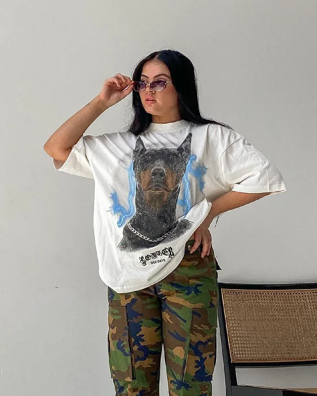 Loiter Dog Days T-Shirt Off White-- Oversized T-Shirt Spandex breathable