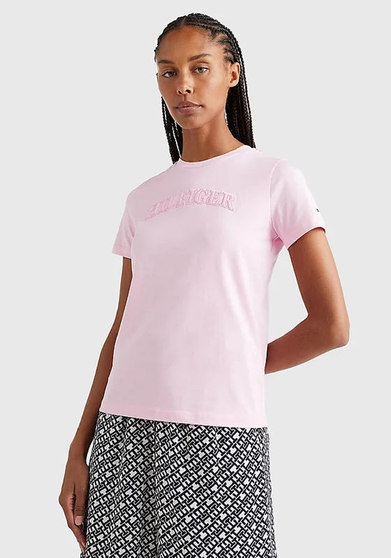 Tommy Hilfiger Womens Tonal T-Shirt, Classic Pink-- Satin Blend Silk Blend Wool Blend Tommy Hilfiger Womens Tonal T-Shirt, Classic Pink-- Satin Blend Silk Blend Wool Blend