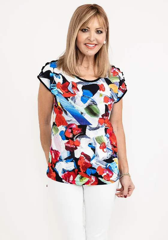 Dolcezza Bold Print Woven Shoulder T-Shirt, Multi-- Handmade Hand-knitted Hand-woven Dolcezza Bold Print Woven Shoulder T-Shirt, Multi-- Handmade Hand-knitted Hand-woven