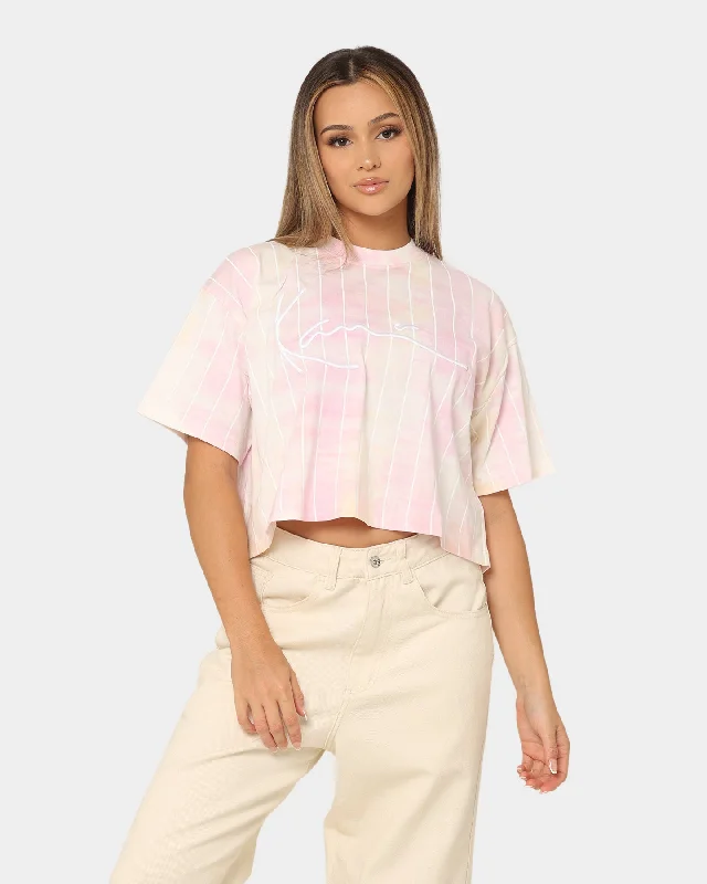 Karl Kani Women's Signature Tie Dye Pinstripe Cropped T-Shirt Rose-- Anti-Shrink Durable Soft Karl Kani Women's Signature Tie Dye Pinstripe Cropped T-Shirt Rose-- Anti-Shrink Durable Soft