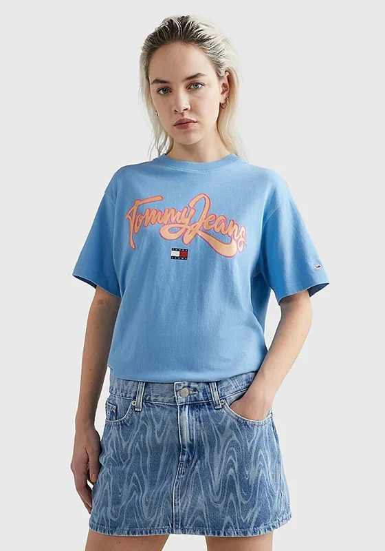 Tommy Jeans Womens Pop Crew Neck Tshirt, Skysail-- Casual Formal Business