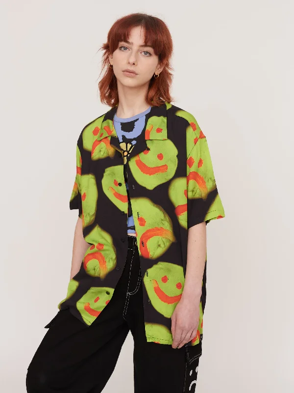 Painted Happy Sad Bowling Shirt-- Anti-Pilling Machine Wash Handmade