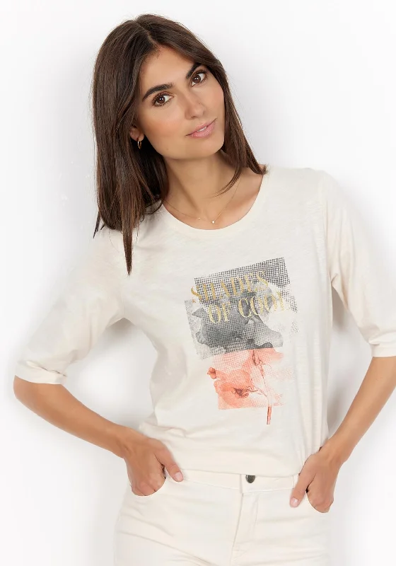 Soyaconcept Babette Graphic T-Shirt, Cream Multi-- Graphic T-Shirt Round Neck Polyester