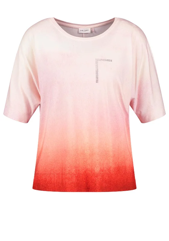 Gerry Weber Ombre T-Shirt, Coral -- Basic T-Shirt Crew Neck Short Sleeve