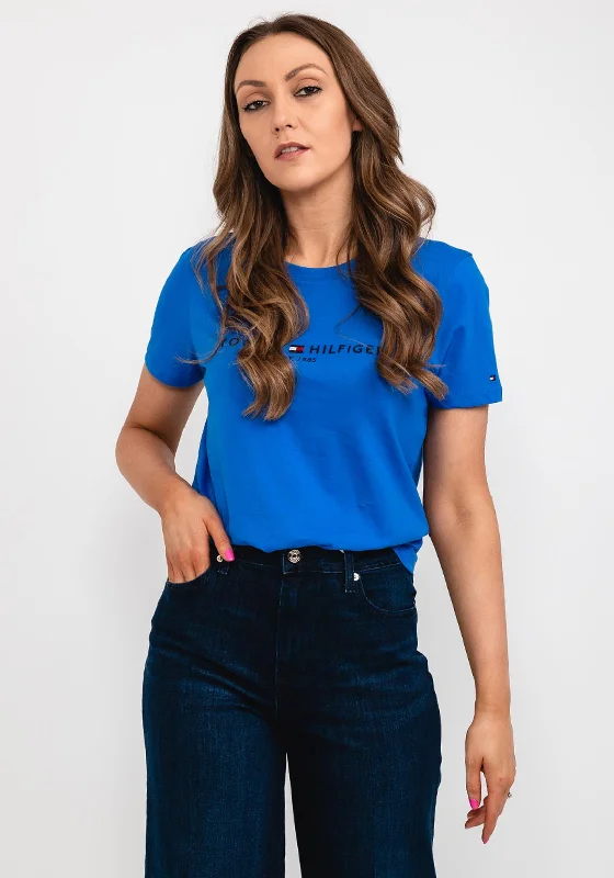 Tommy Hilfiger Womens Logo T-Shirt, Electric Blue-- Anti-Shrink Durable Soft