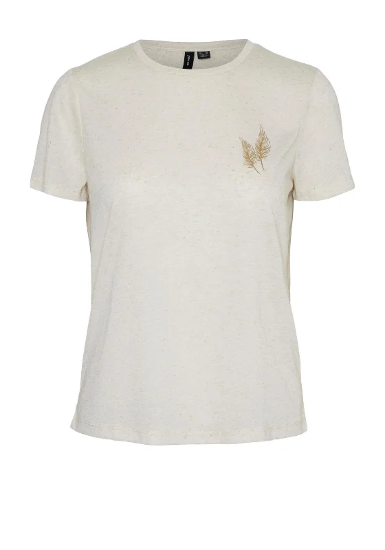 Vero Moda Selma Melange T-Shirt, Snow White & Gold-- Zippered Front Buttoned Front Snap Front Vero Moda Selma Melange T-Shirt, Snow White & Gold-- Zippered Front Buttoned Front Snap Front