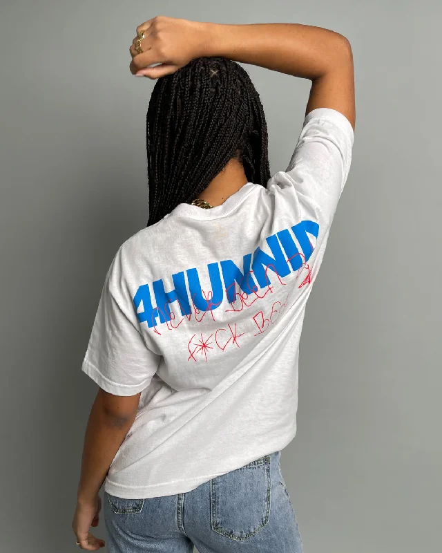 4HUNNID Never Been Short Sleeve T-Shirt White-- Lace Blend Ribbed Blend Corduroy Blend
