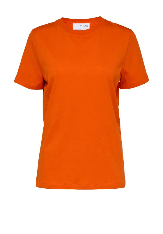 Selected Femme Essential T-Shirt, Orangeade-- Jersey Fabric Tulle Fabric Batik Fabric