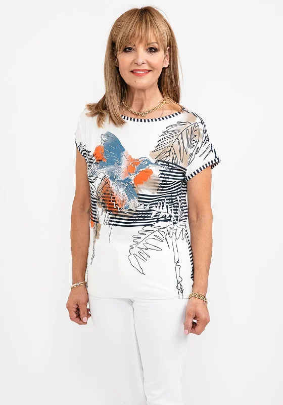 Barbara Lebek Hummingbird Stripe T-Shirt, Multi-- Lace Blend Ribbed Blend Corduroy Blend