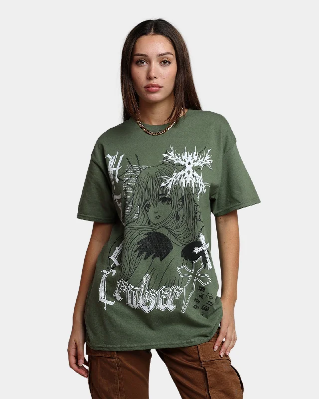 Goat Crew Hellraiser T-Shirt Military Green-- Ribbed T-Shirt High Neck Heavyweight