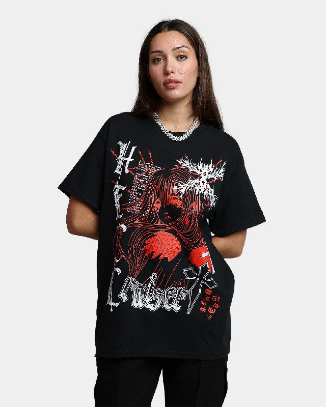 Goat Crew Hellraiser T-Shirt Black-- Beaded Sequined Faux Fur