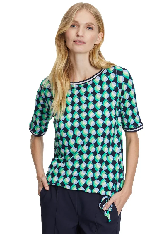 Betty Barclay Abstract Print Tie Hem T-Shirt, Multi-- Print Jacquard Patchwork