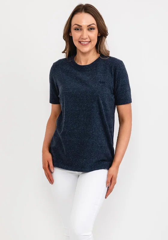 Superdry Womens Vintage T-Shirt, Navy Marl-- Mesh Blend Leather Blend Suede Blend