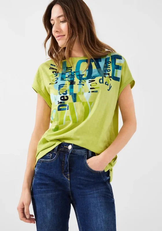 Cecil Love Wording Print T-Shirt, Lime-- Knit Fabric Woven Fabric Fleece Fabric