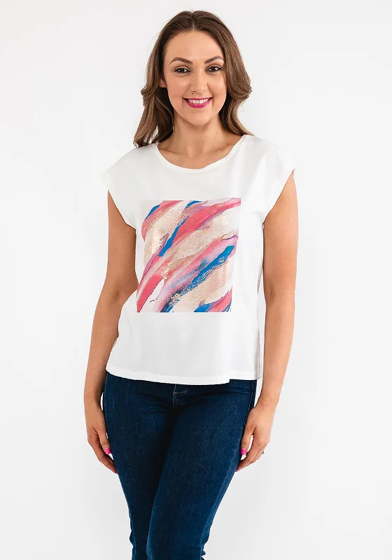 Seventy1 Satin Front Graphic T-Shirt, White & Multi-- Chenille Fabric Brocade Fabric Lace Fabric