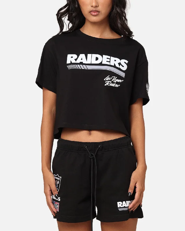 Pro Standard Women's Las Vegas Raiders Fast Lane Cropped T-Shirt Black-- Chenille Brocade Lace Pro Standard Women's Las Vegas Raiders Fast Lane Cropped T-Shirt Black-- Chenille Brocade Lace