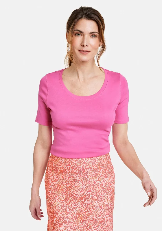 Gerry Weber Round Neck T-Shirt, Pink-- Chenille Brocade Lace
