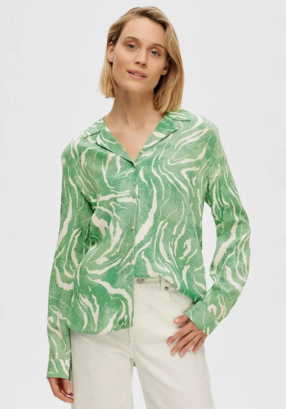 Selected Femme Sirine Print Shirt, Absinthe Green-- Notch Collar Peter Pan Collar Cowl Neck Selected Femme Sirine Print Shirt, Absinthe Green-- Notch Collar Peter Pan Collar Cowl Neck