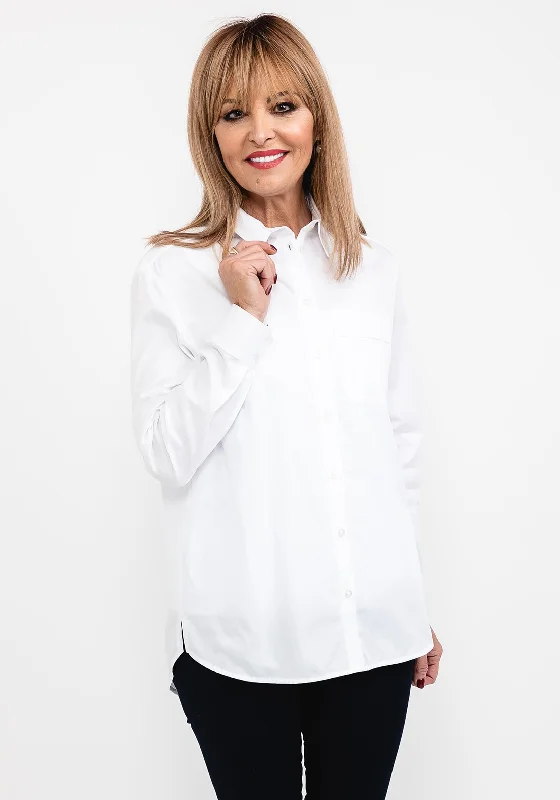 Street One Patch Pocket Shirt, White-- Hooded Caped Shawl Collar
