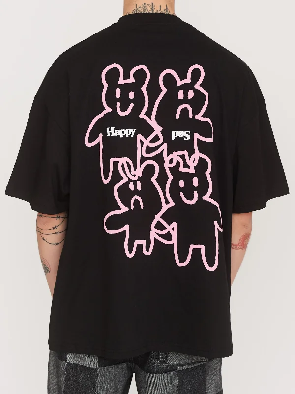Happy Sad Bears T-Shirt-- Houndstooth Herringbone Solid