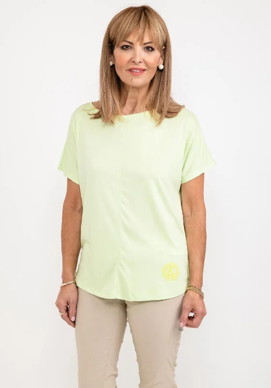 Bianca Katjana Relaxed T-Shirt, Green-- Solid Color Striped Floral