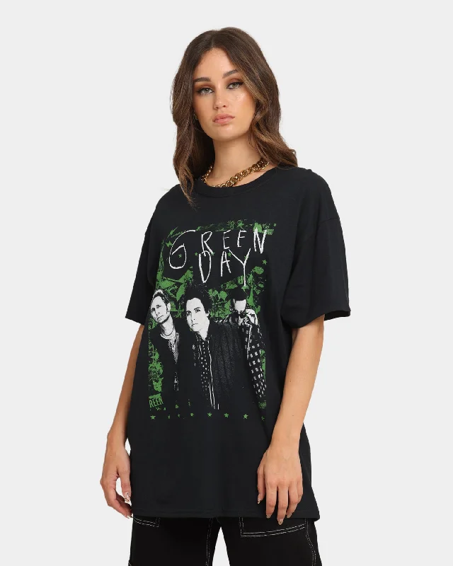 Green Day Green Lean T-Shirt Black-- Satin Blend Silk Blend Wool Blend