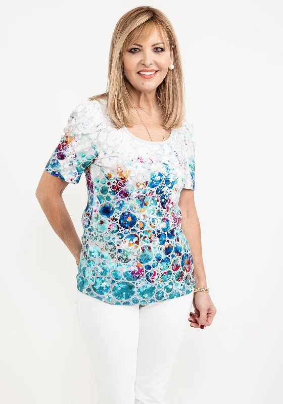 Dolcezza Bubble Print T-Shirt, Silver Multi-- Seamless Knitted Crochet