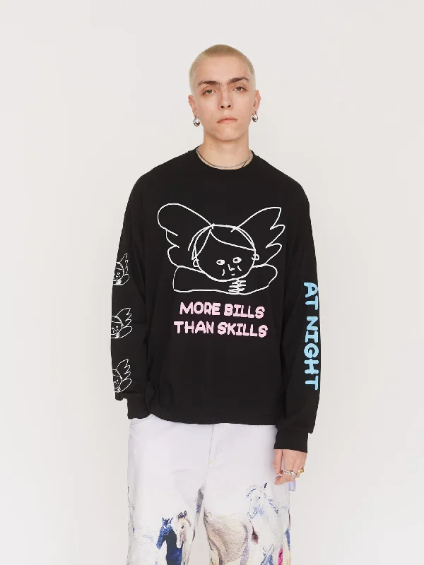 More Bills Than Skills Long-Sleeve T-Shirt-- Rayon Velvet Corduroy