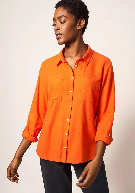 White Stuff Emilia Embroidered Shirt, Bright Orange-- Mesh Blend Leather Blend Suede Blend White Stuff Emilia Embroidered Shirt, Bright Orange-- Mesh Blend Leather Blend Suede Blend