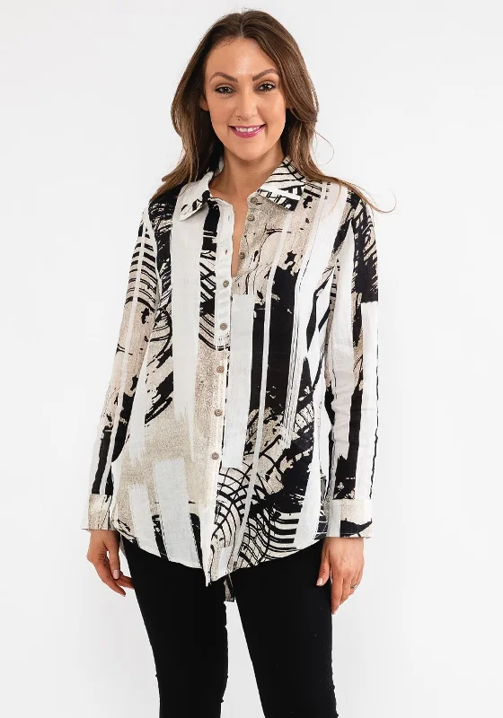 Ever Sassy Linen Oversized Print Shirt, Sandstorm-- Ribbed T-Shirt High Neck Heavyweight Ever Sassy Linen Oversized Print Shirt, Sandstorm-- Ribbed T-Shirt High Neck Heavyweight