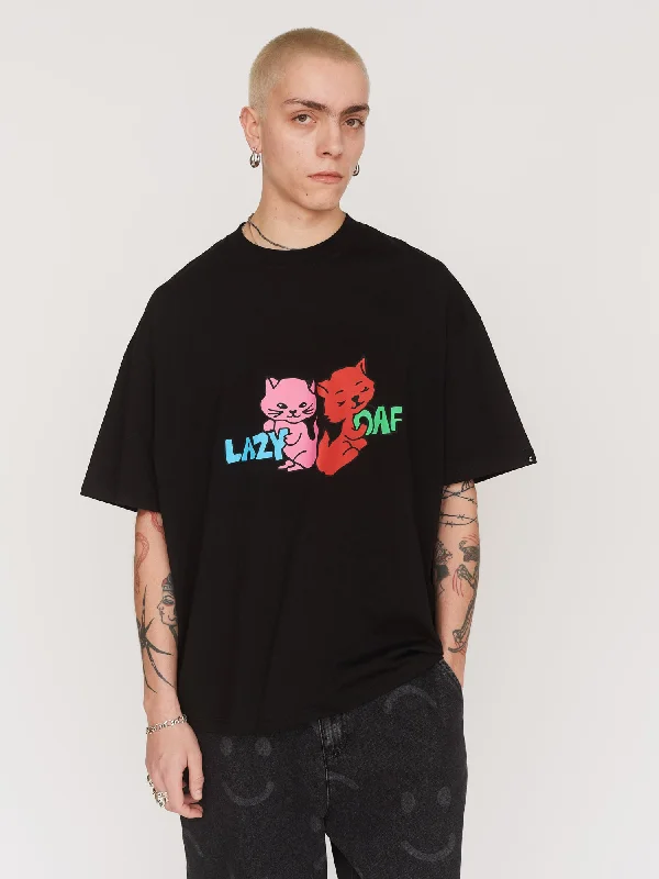 Purrfect Days T-Shirt-- Collared T-Shirt Boat Neck A-Line