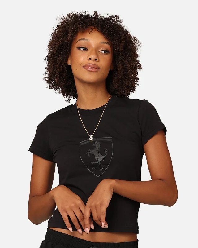 Puma X Scuderia Ferrari Women's Ferrari Style Baby Doll T-Shirt Black-- Graphic T-Shirt Round Neck Polyester Puma X Scuderia Ferrari Women's Ferrari Style Baby Doll T-Shirt Black-- Graphic T-Shirt Round Neck Polyester