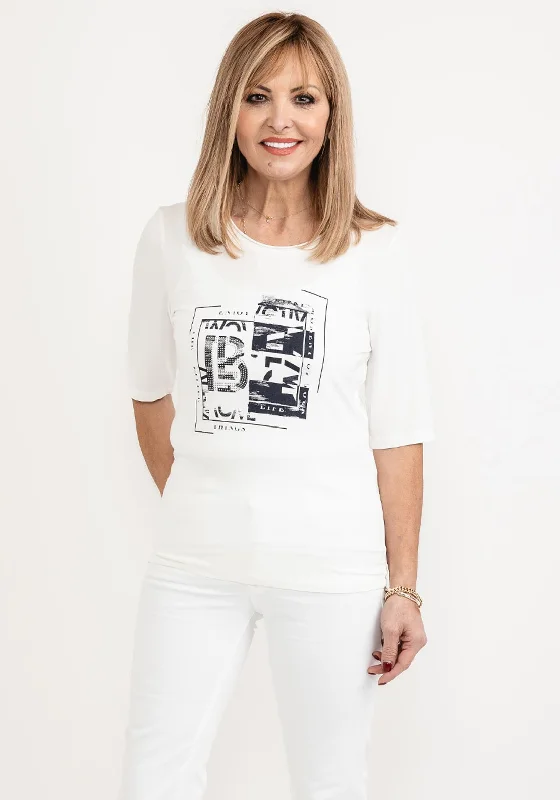 Barbara Lebek Word Graphic Print T-Shirt, White & Navy-- Layered Multi-layer Single Layer Barbara Lebek Word Graphic Print T-Shirt, White & Navy-- Layered Multi-layer Single Layer