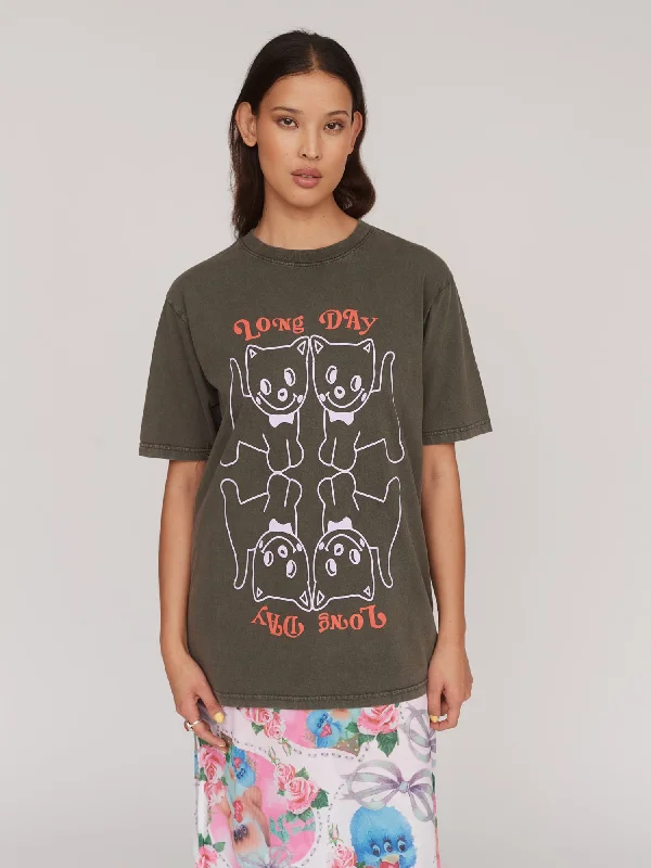 Long Day T-shirt-- Denim Fabric Leather Fabric Suede Fabric