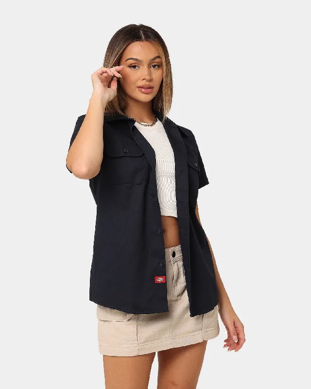 Dickies Women's 574 Short Sleeve Work Shirt Dark Navy-- Fleece Fabric Down Fabric Feather Fabric