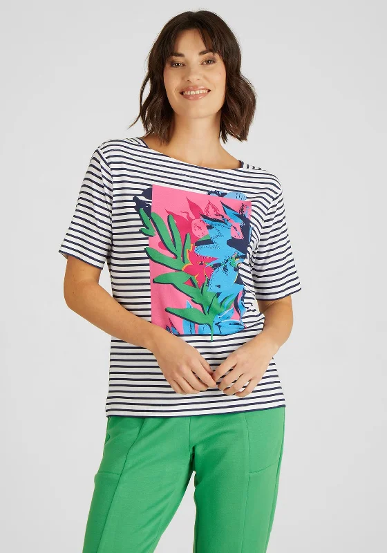 Rabe Stripes & Graphic T-Shirt, Navy Multi-- Fleece Nylon Spandex