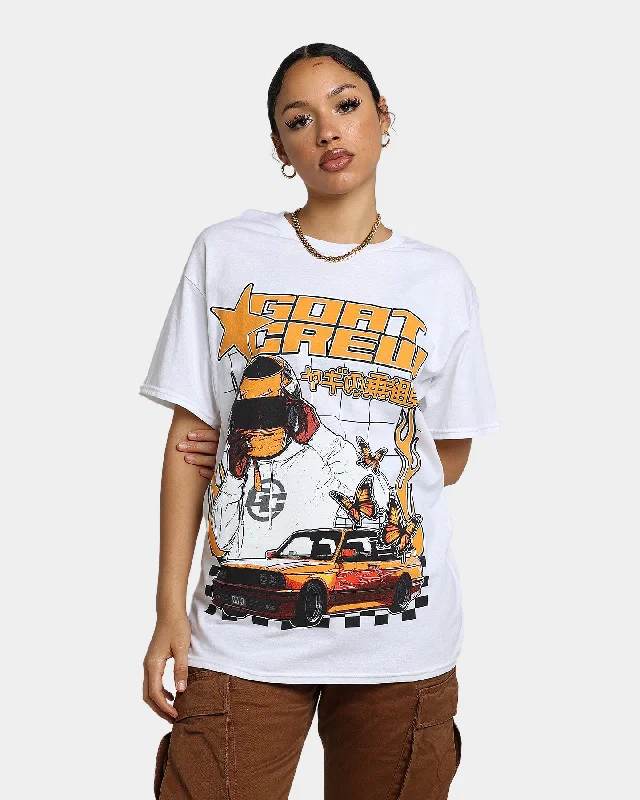 Goat Crew Flaming Racer T-Shirt White-- Houndstooth Herringbone Solid