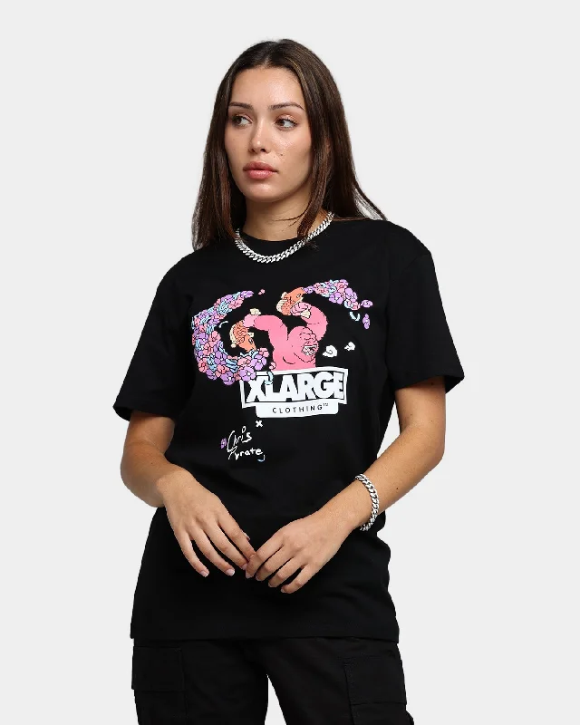 X-Large X Chris Pyrate T-Shirt Black-- V-Neck T-Shirt Long Sleeve Cotton