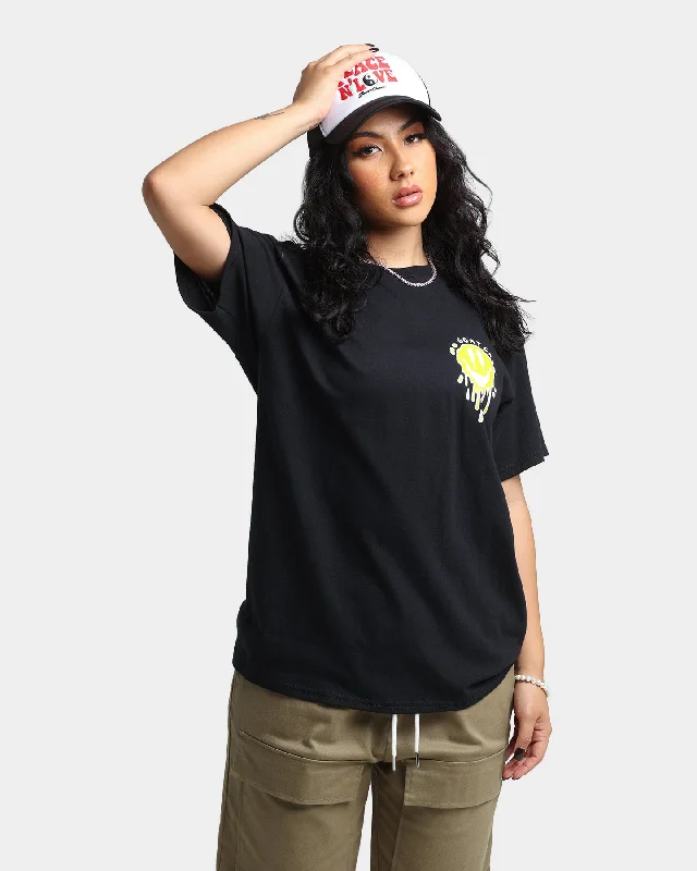 Goat Crew Drippy Smile T-Shirt Black-- Front Pockets Side Pockets Patch Pockets