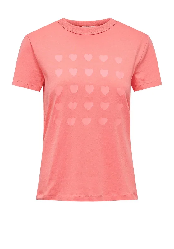 JDY Hanson Graphic T-Shirt, Tea Rose-- Collared Crew Neck Turtle Neck