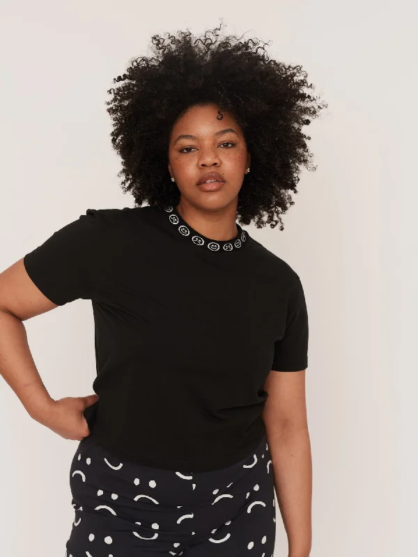 Happy Sad Fitted T-Shirt-- Striped Floral Plaid