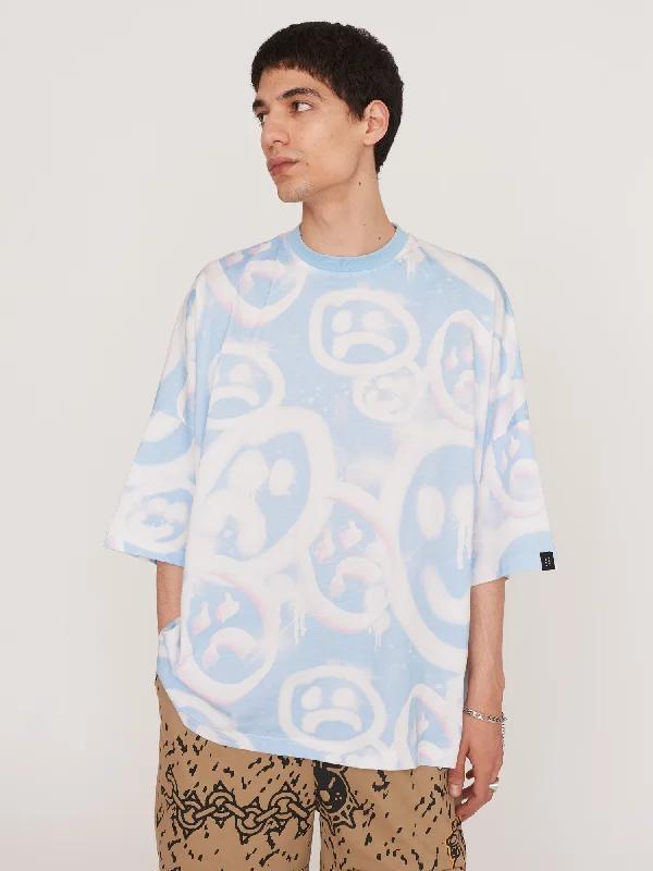 Drippy Spray Face Oversized T-Shirt-- Polka Dot Checkered Tartan