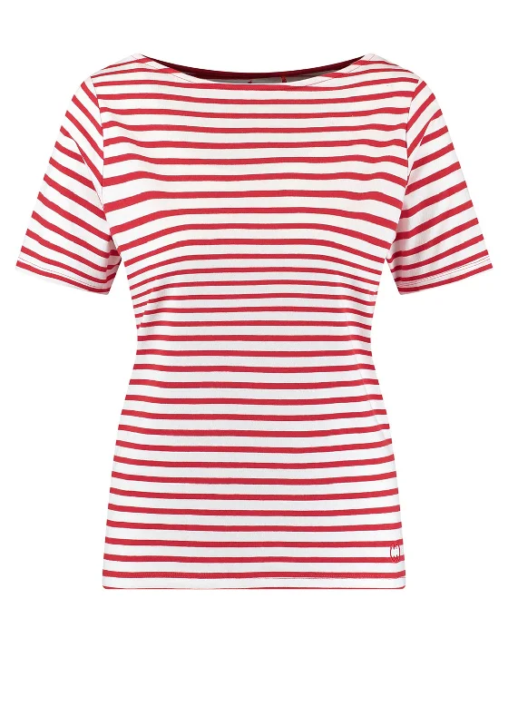 Gerry Weber Striped Boat Neck T-Shirt, Red & White-- Graphic T-Shirt Round Neck Polyester Gerry Weber Striped Boat Neck T-Shirt, Red & White-- Graphic T-Shirt Round Neck Polyester