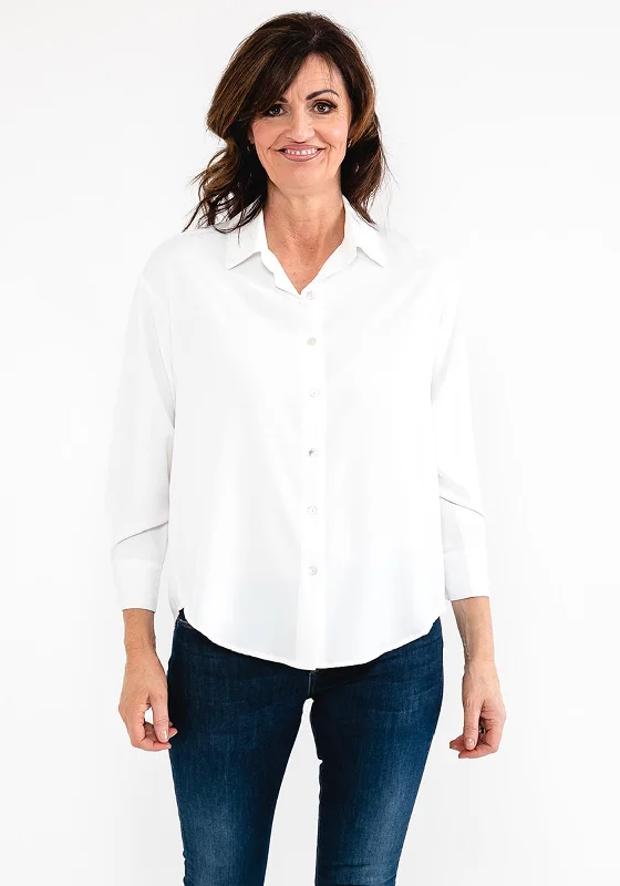 Seventy1 Silk Look Relaxed Shirt, White-- Welt Pockets Slit Pockets Flap Pockets