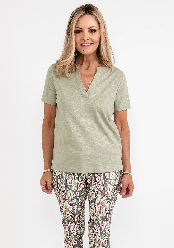 Gerry Weber Shimmer Tunic Neck T-Shirt, Green-- Modern Contemporary Chic